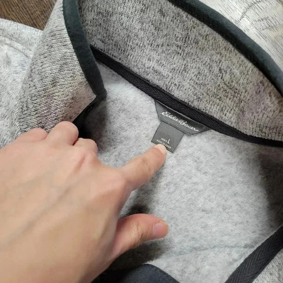 Eddie Bauer Radiator Fleece Snap-Front Pullover Gray Heather Size L - Picture 4 of 4